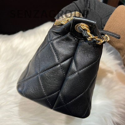 Chanel Black Gold Quilted Hobo Chain Shoulder Bag - Classic Fashion