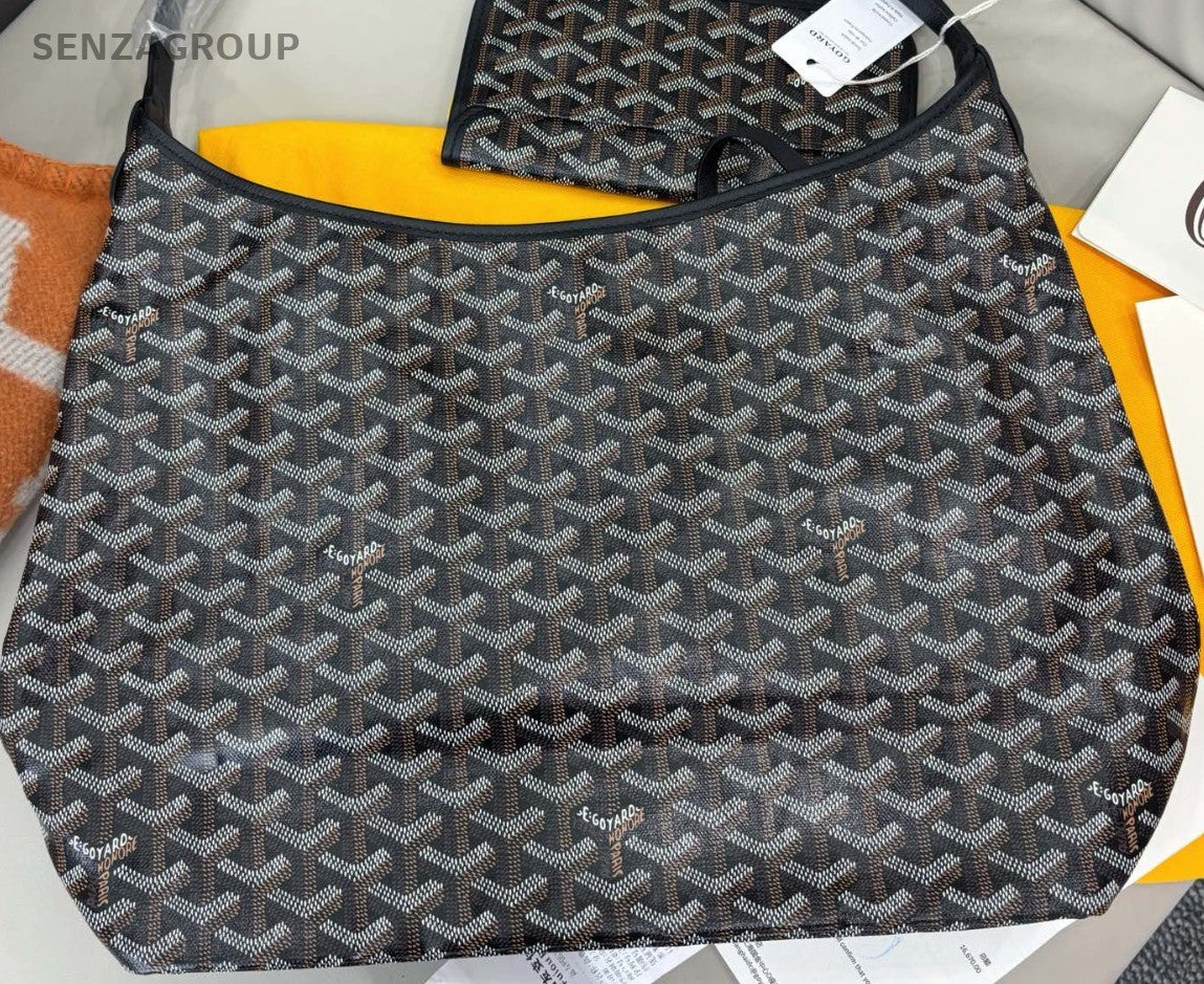 Goyard Monogram Hobo Top Handle Bag Black Used Women Classic