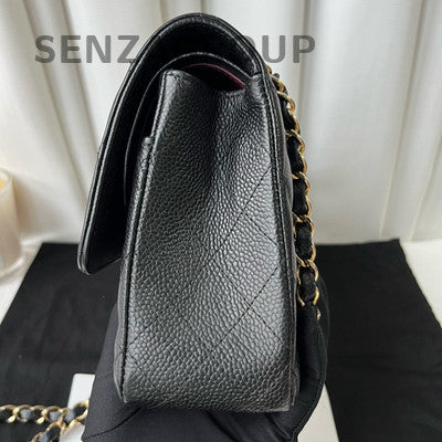 Chanel Classic Flap Medium Quilted Chain Bag Black Gold