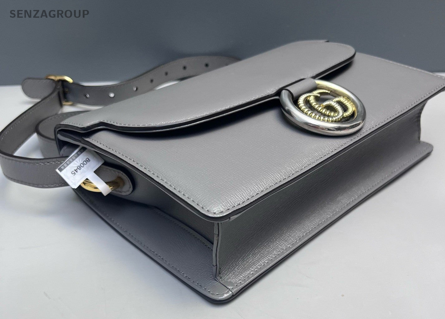 Gucci Vintage GG Ring Shoulder Bag Gray Gold Used Women Classic Designer