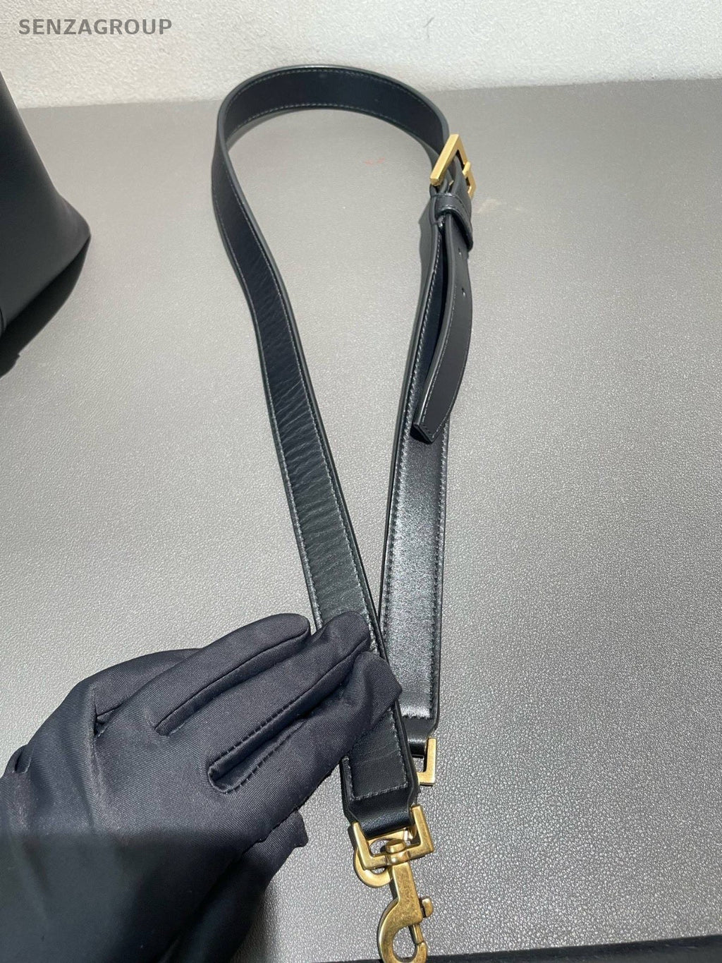 Saint Laurent LE37 GM Bucket Handbag Crossbody Black Gold Women Classic Designer