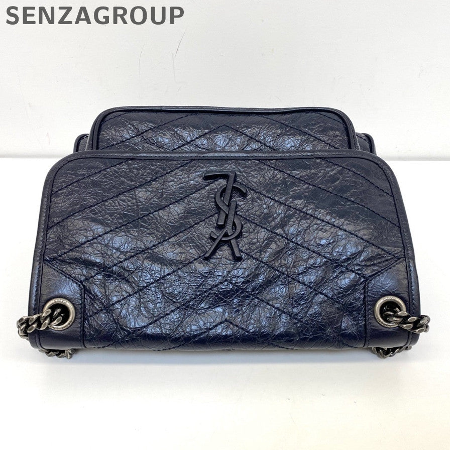 Saint Laurent Niki Medium Blue Silver Chain Shoulder Bag Women