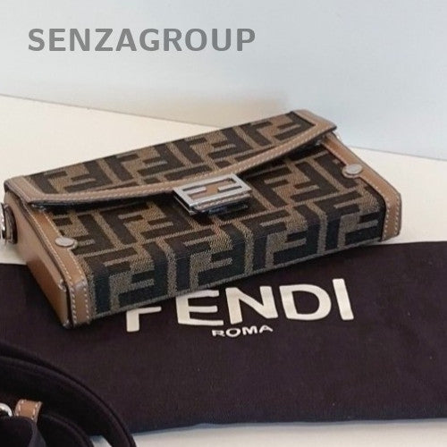 Fendi Baguette Soft Trunk Monogram Mini Crossbody Brown Unisex Adults Classic