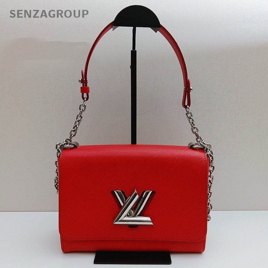 Louis Vuitton Twist MM Chain Shoulder Bag Red Silver Women Classic Fashion