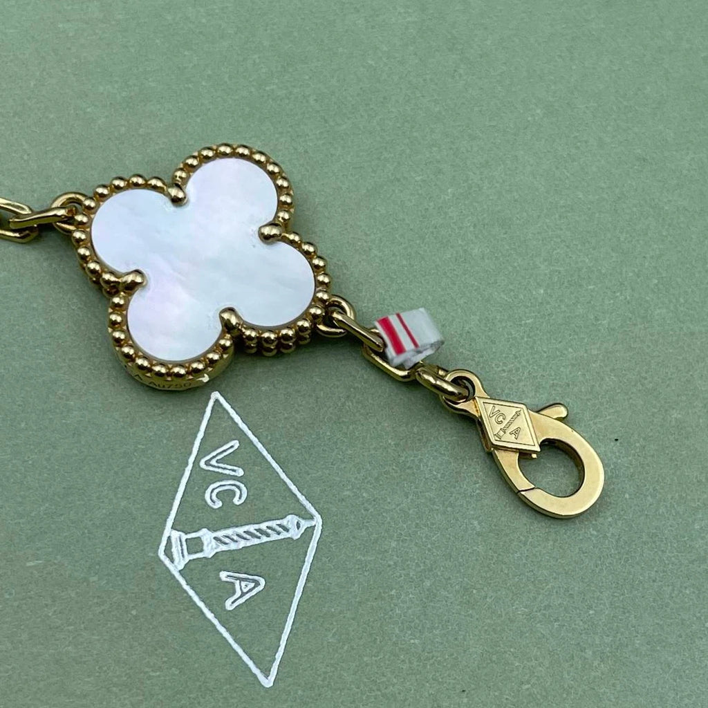 Van Cleef &amp; Arpels Vintage Alhambra Bracelet Yellow Gold 5 Motif Mother Of Pearl