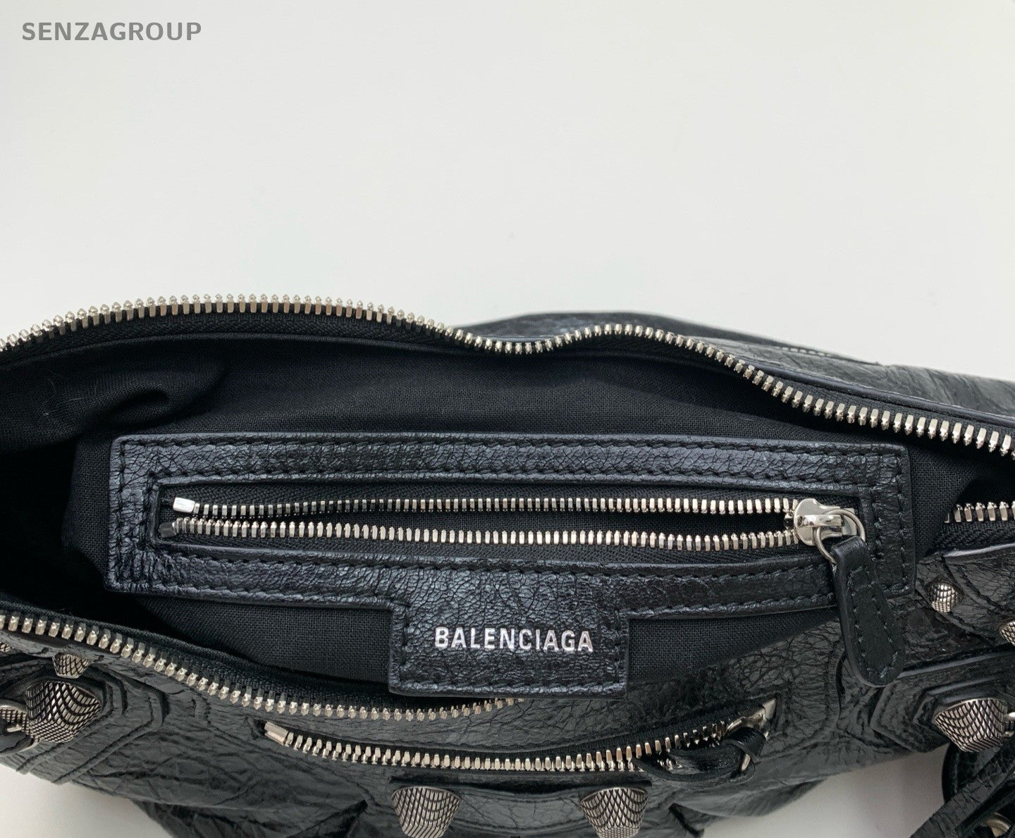 Balenciaga City 2Way Crossbody Shoulder Bag Black Silver Women Classic Fashion