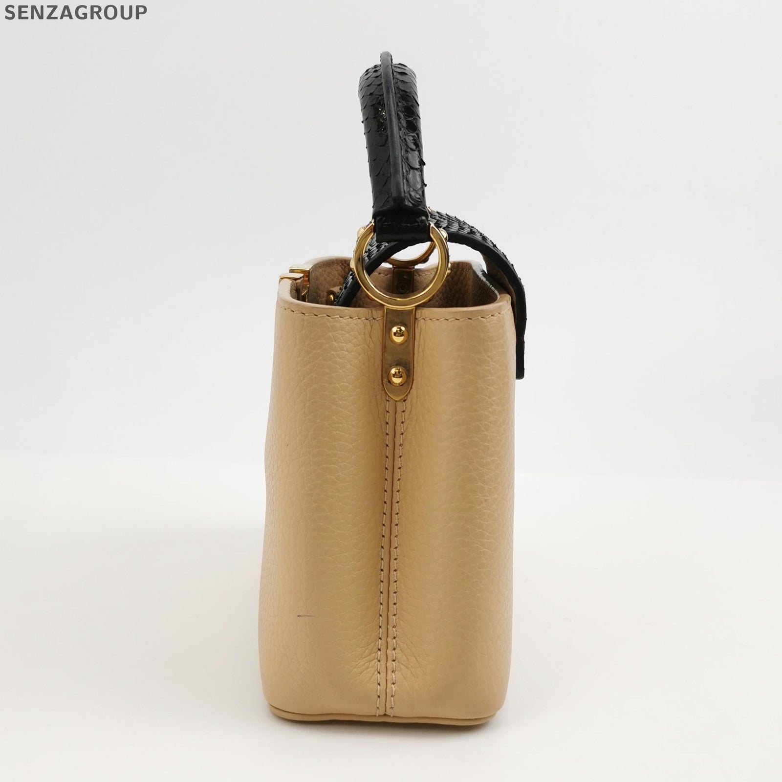 Louis Vuitton Capucines Black & Beige Handbag - Classic Women's Tote