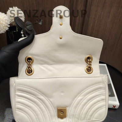 Gucci Marmont 26 White Gold Chain Shoulder Crossbody Bag Classic Women