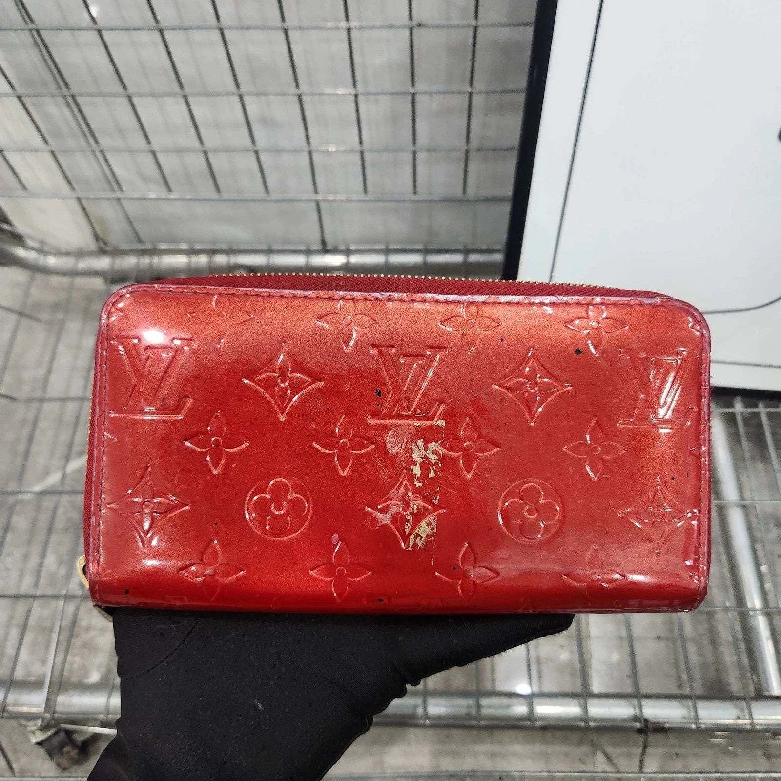 Louis Vuitton Red Patent Leather Long Wallet Clutch For Women