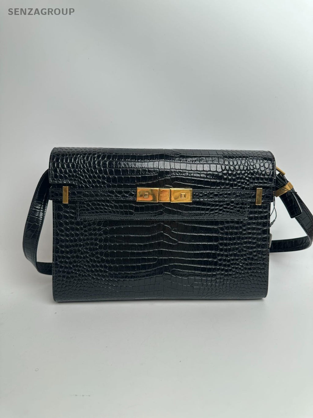 SJ0001 YSL MANHATTAN Small Crocodile Embossed Calfskin Handbag