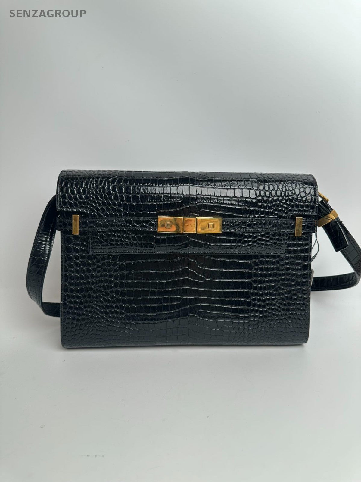 SJ0001 YSL MANHATTAN Small Crocodile Embossed Calfskin Handbag