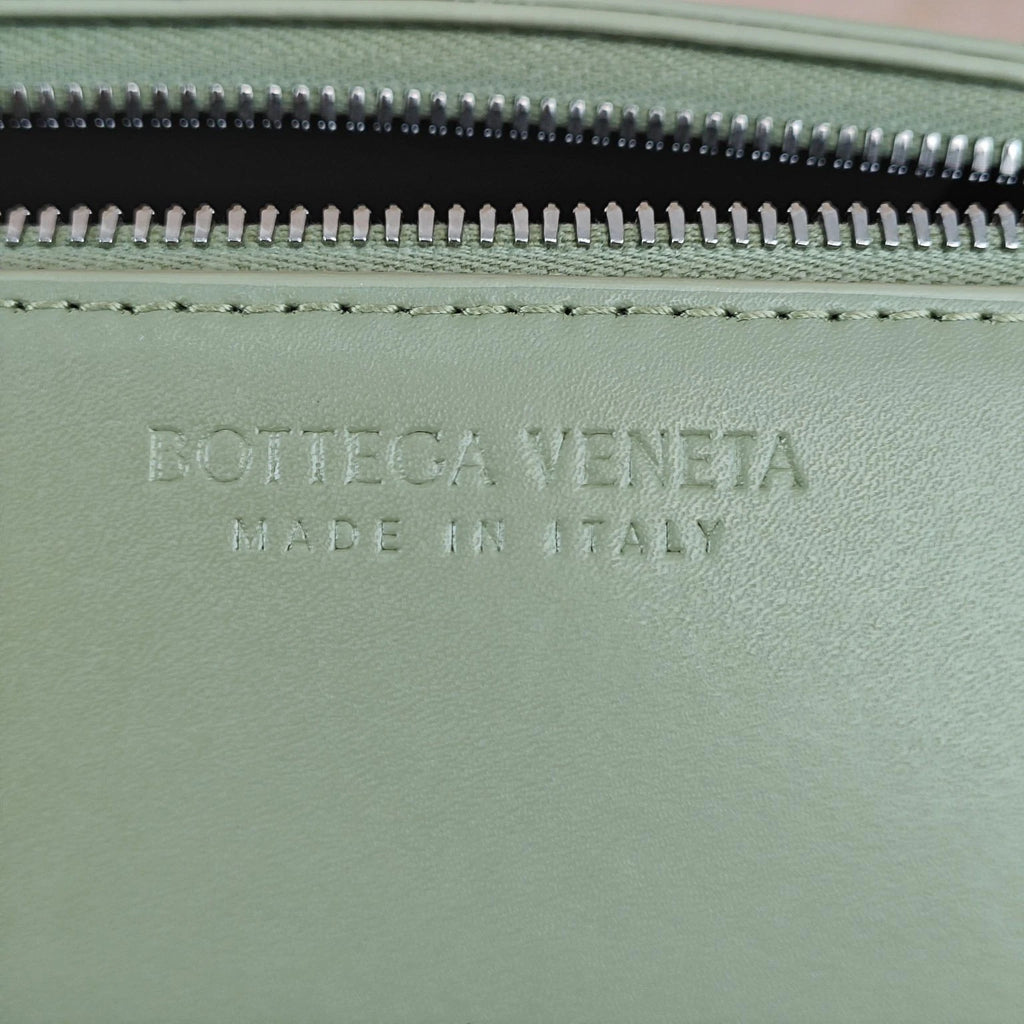 Bottega Veneta Light Green Woven Leather Cylinder Crossbody Bag Women