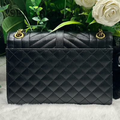 Saint Laurent Black Gold Envelope Chain Crossbody Bag Medium Classic