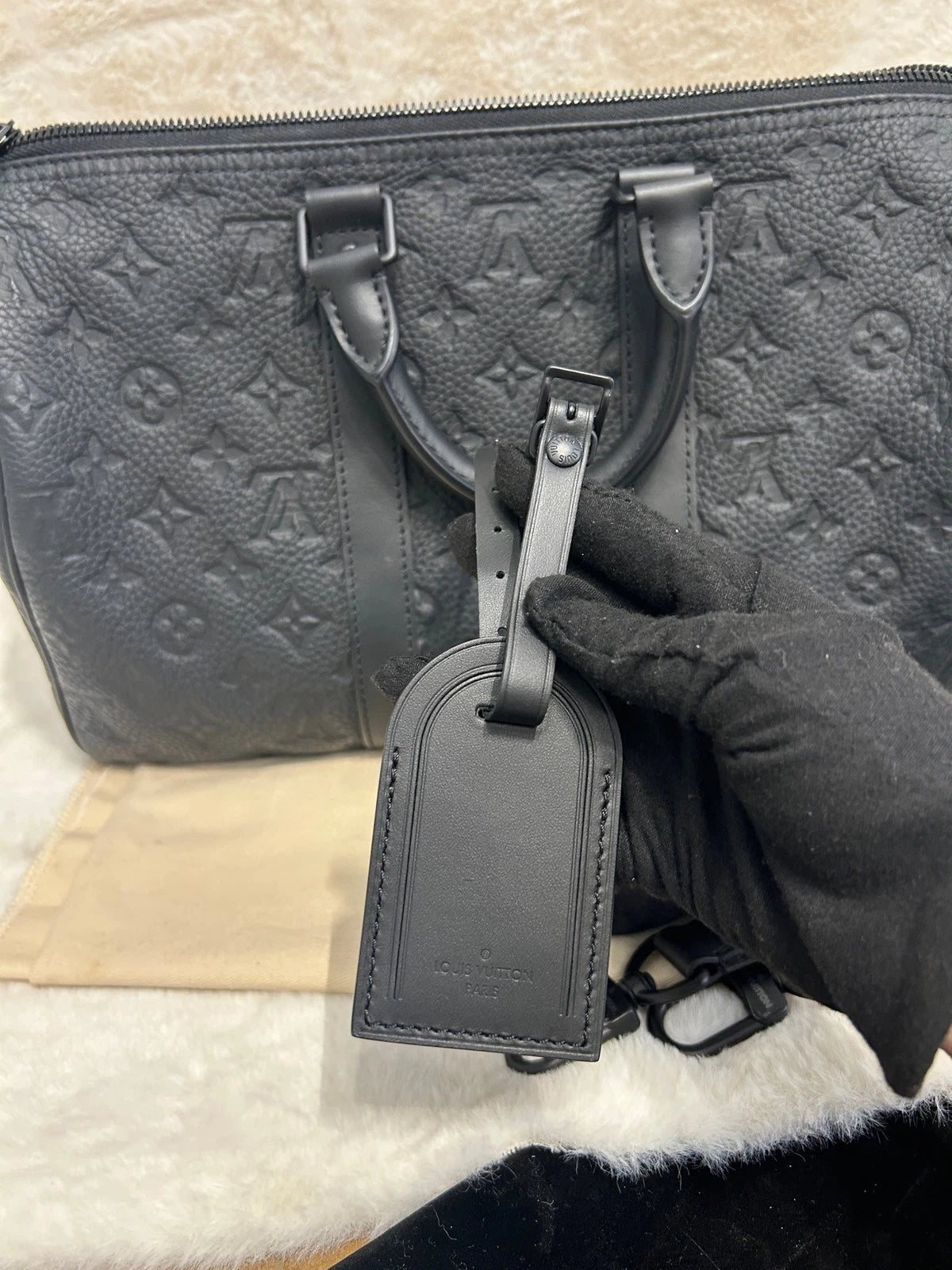 Louis Vuitton Keepall35 Top Handle Shoulder Bag Black Unisex Adults Classic