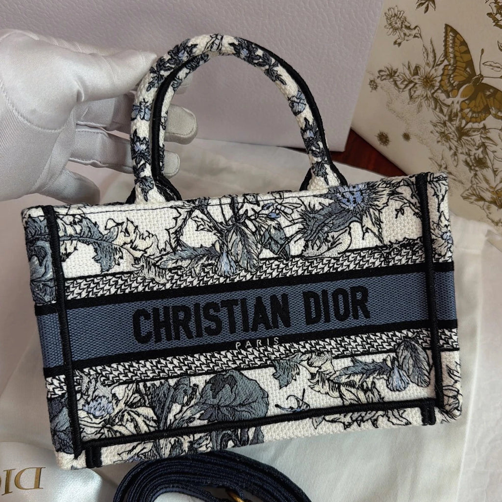 Dior Book Tote Blue Crossbody Tote Bag Excellent