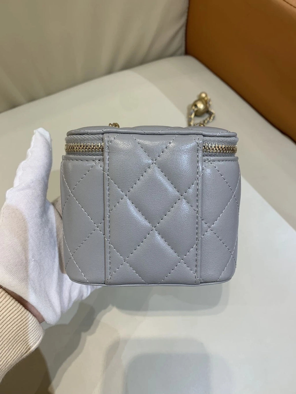 CHANEL Light Gray Gold Ball Box Shoulder Bag For Women