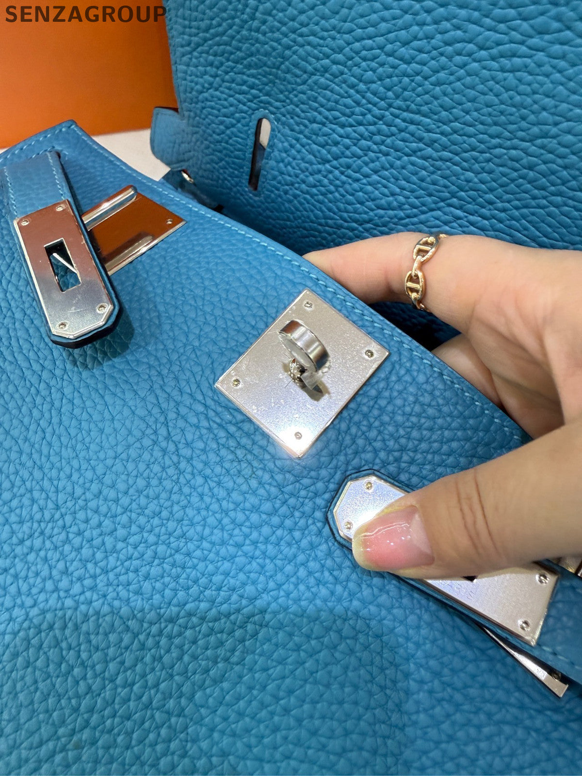 Hermès Gypsie 28 Bag Denim Blue Silver Hardware - Classic Women's Shoulder Bag