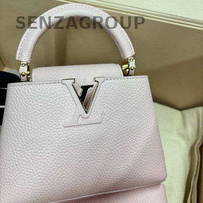 Louis Vuitton Capucines Mini Leather Handbag Shoulder Bag Pink Gold