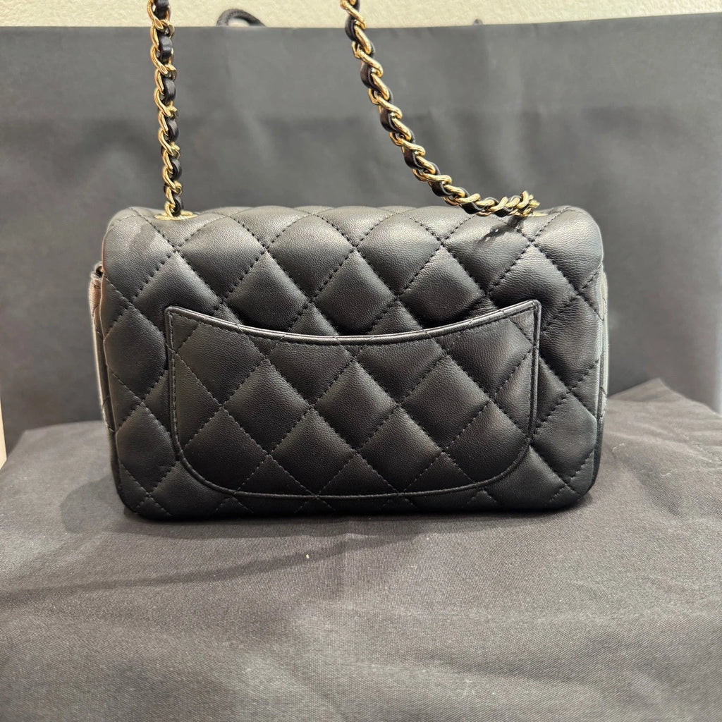 CHANEL Mini Flap Quilted Lambskin Chain Shoulder Crossbody For Women