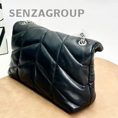Saint Laurent Puffer Black Silver Shoulder Bag Women Classic Fashion