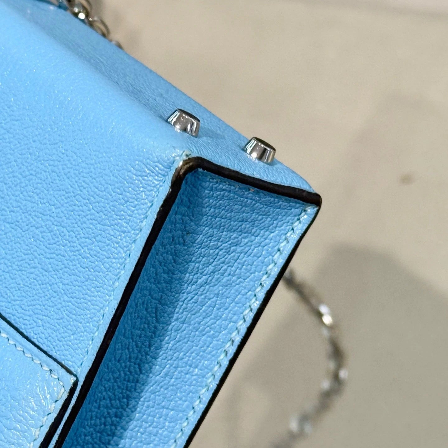 Hermes Verrou Mini Candy Blue Leather Shoulder Bag Women
