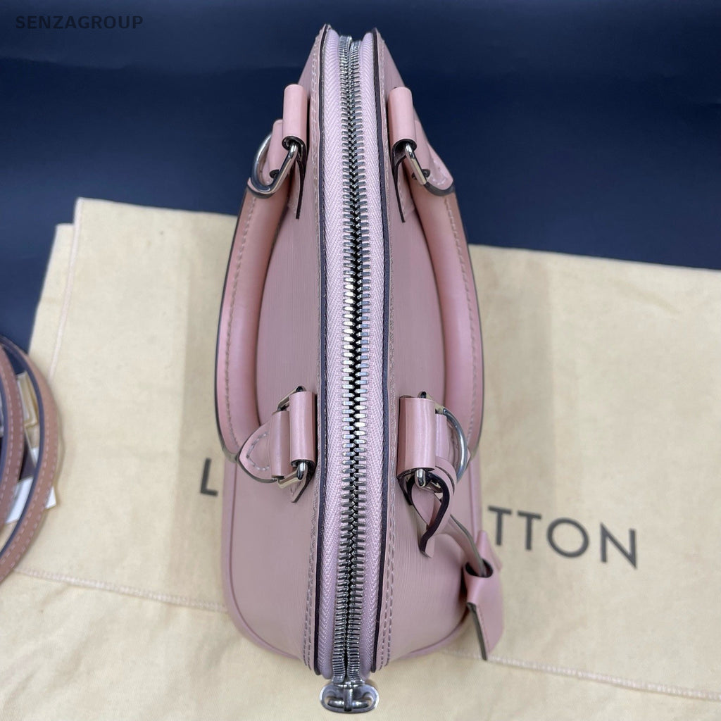 Louis Vuitton Alma BB Epi Top Handle Bag Crossbody Pink Silver Women Classic