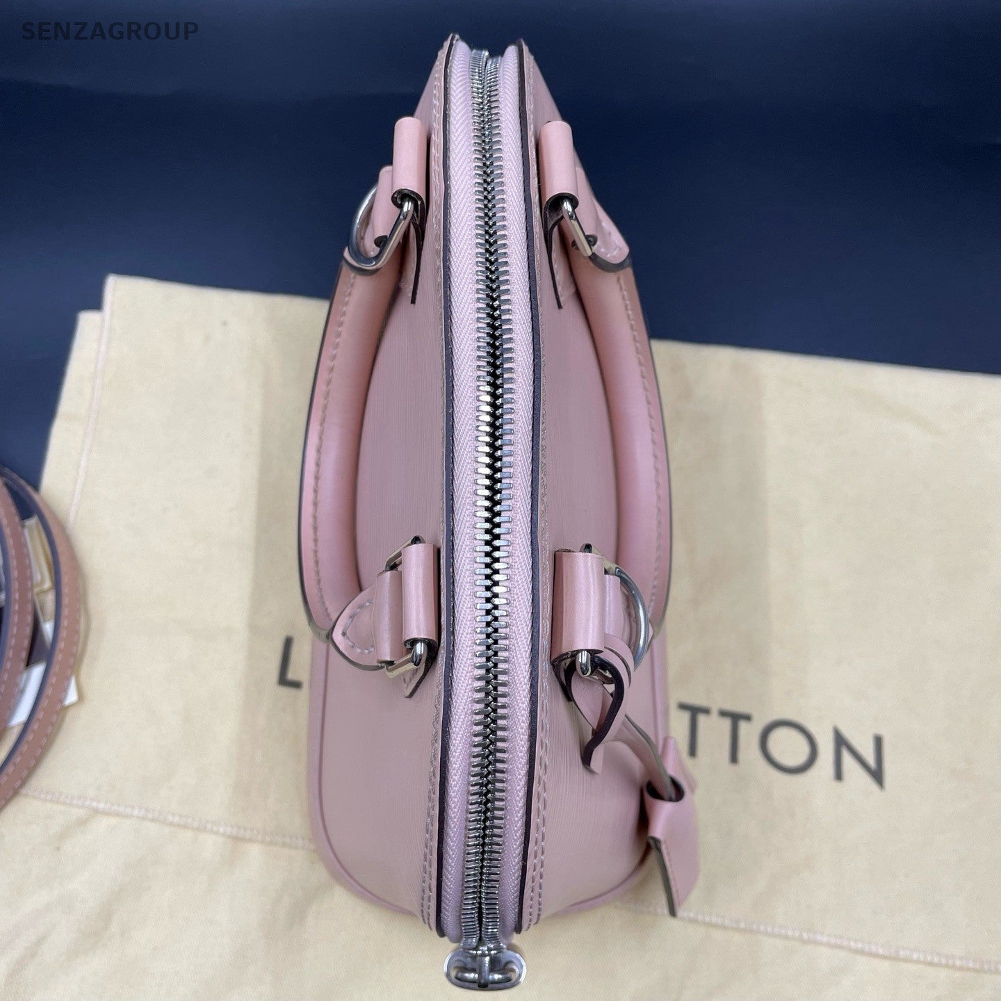 Louis Vuitton Alma BB Epi Top Handle Bag Crossbody Pink Silver Women Classic