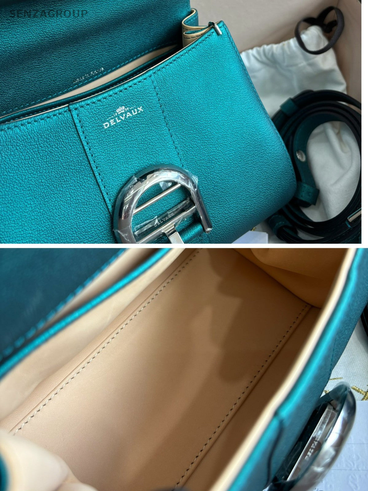Delvaux mini Brilliant Peacock green Top Handle bag 2WAY Shoulder Women