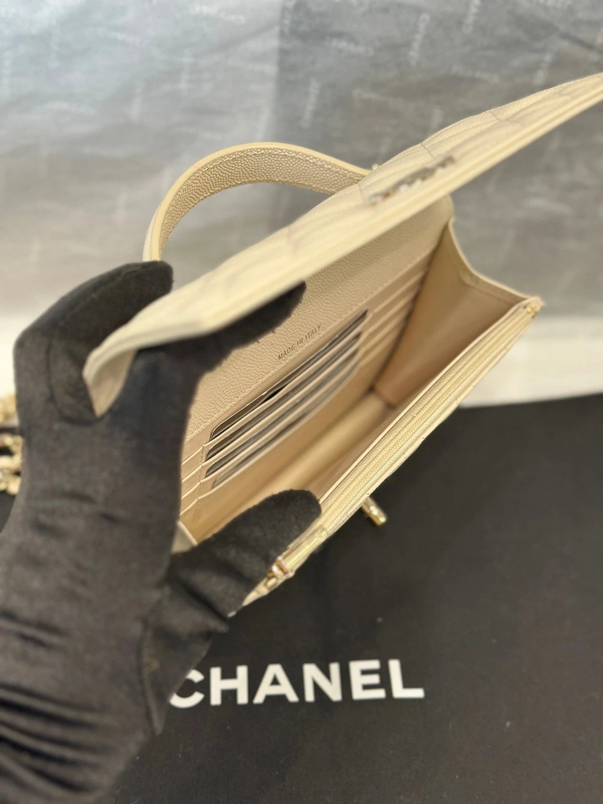 CHANEL Beige Leather Backpack Crossbody Shoulder Handbag Women