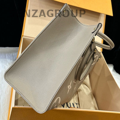 Louis Vuitton Monogram OnTheGo Tote Bag Medium Grey Gold Women's Fashion