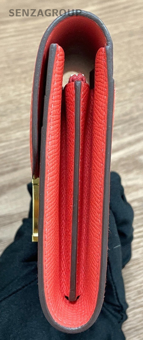 Hermès Epsom Leather Short Wallet Clutch Pink Women
