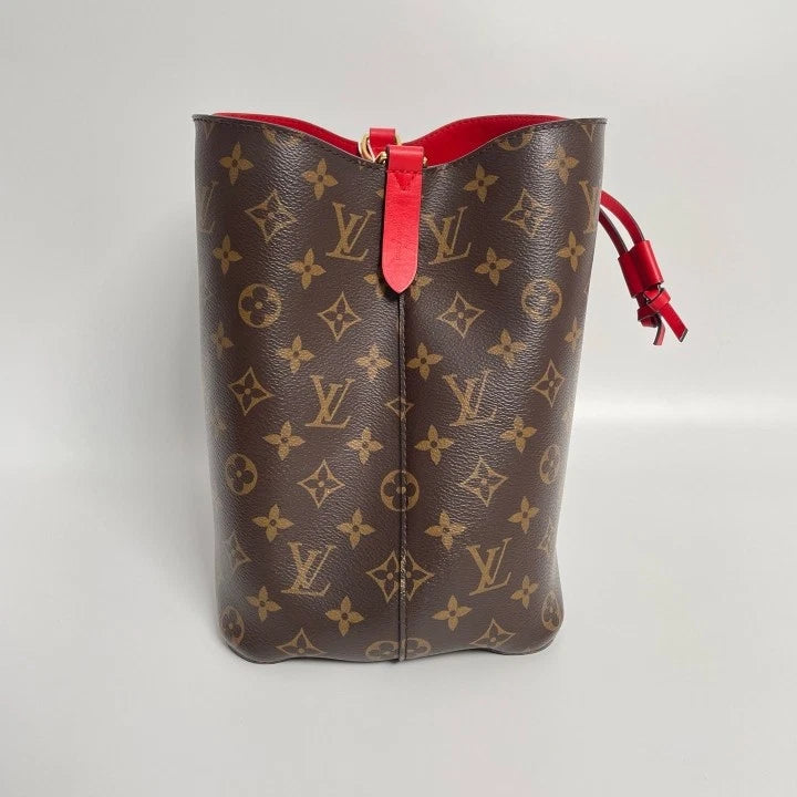 Louis Vuitton Neonoe Monogram Canvas Medium Red Bucket Bag For Women
