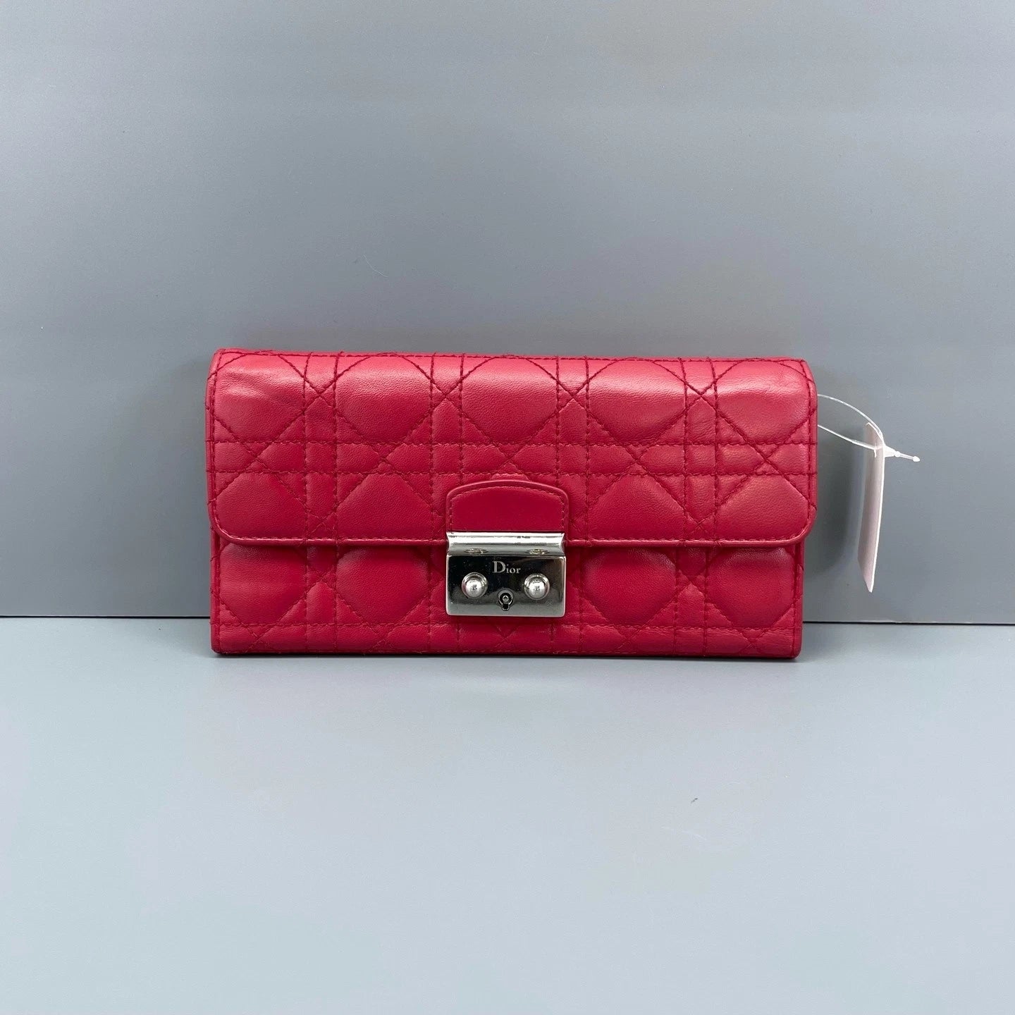 Dior Red Quilted Leather Clutch Wallet For Women