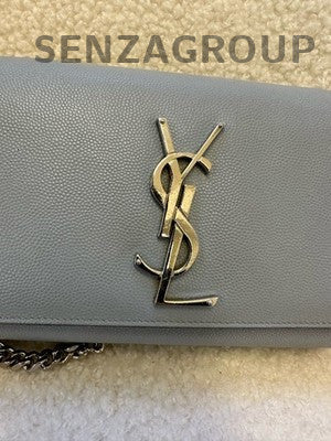 Saint Laurent Kate Small Light Blue Silver Chain Crossbody Bag