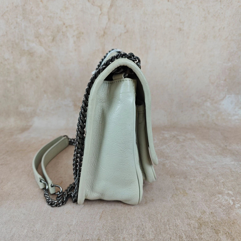 YSL Niki Small White Wax Leather Shoulder Crossbody Bag For Women