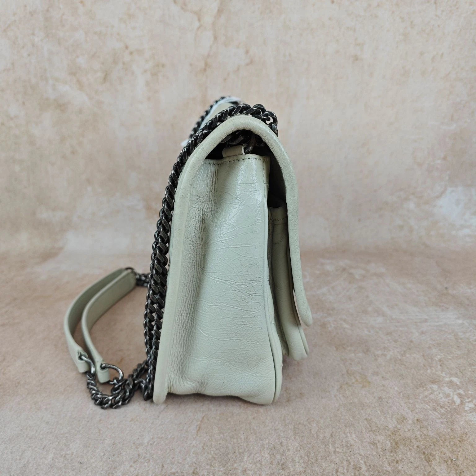 YSL Niki Small White Wax Leather Shoulder Crossbody Bag For Women