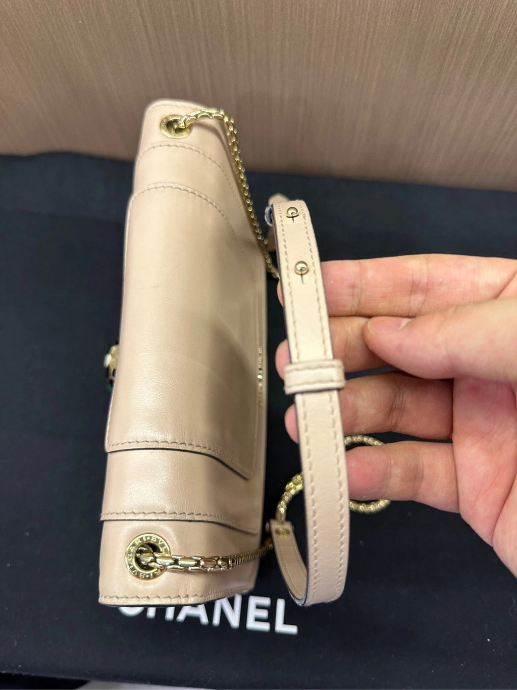 Bvlgari Beige Serpenti Accordion Shoulder Crossbody Bag For Women