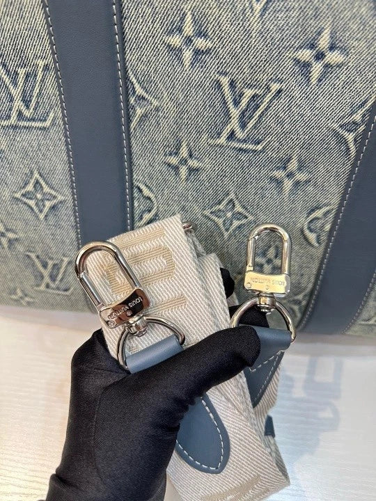 Louis Vuitton Vintage Monogram Denim Weekend Tote Bag For Women