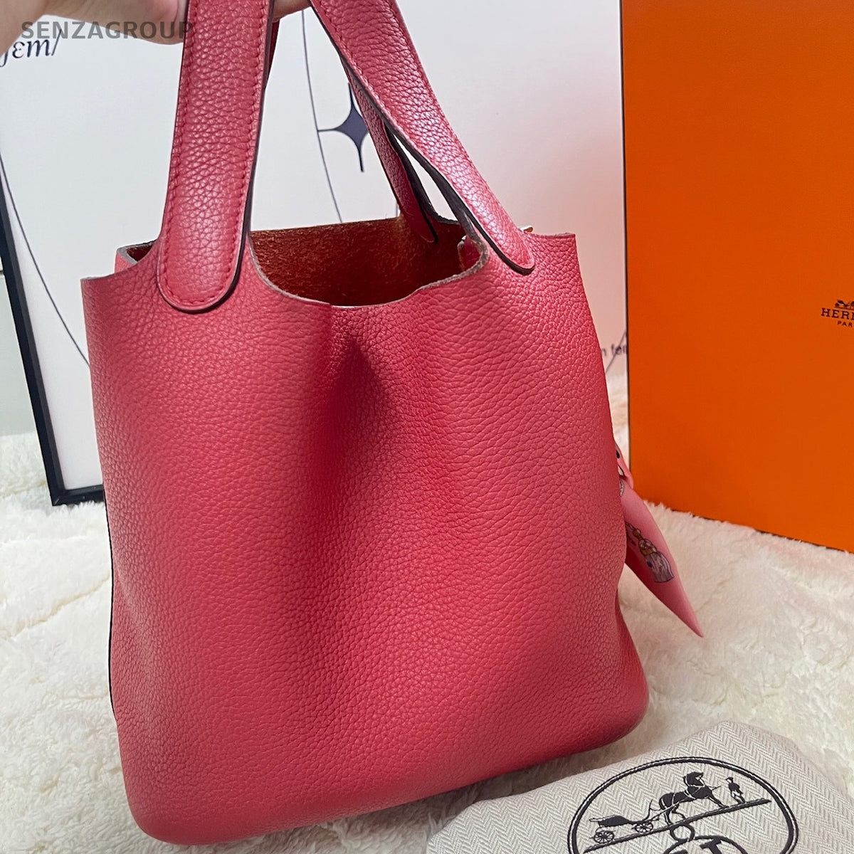 Hermès Picotin Lock Bag TC Leather Red Silver Women's Classic Tote
