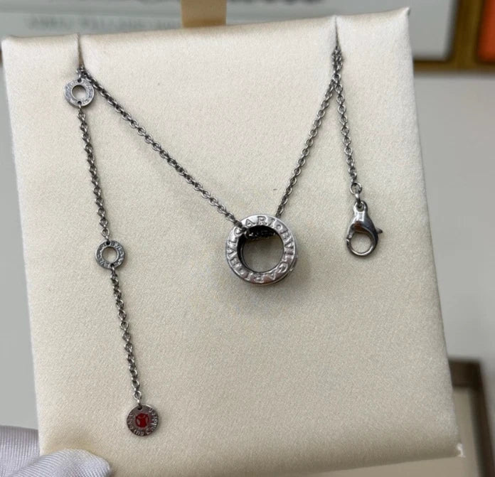 Bvlgari Save the Children Necklace 925 Sterling Silver And Black Ceramic