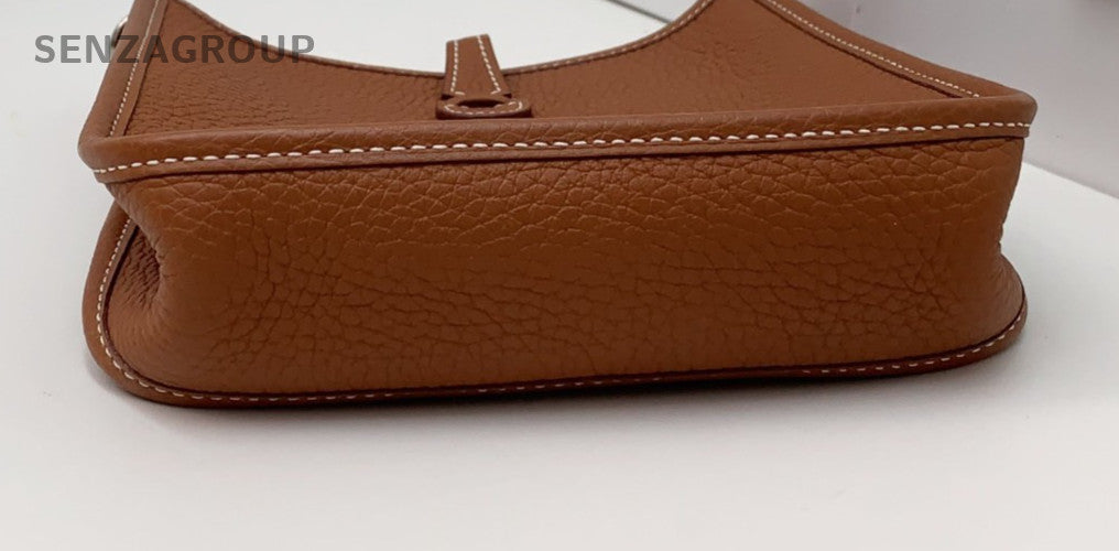 HERMES Evelyne Mini Shoulder Bag Crossbody Brown Silver Used Women Classic