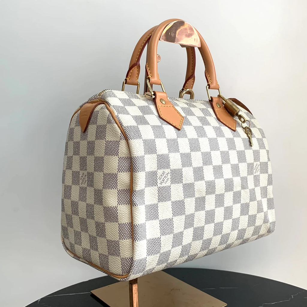 Louis Vuitton Speedy 25 Tote Damier Azur Top Handle Bag Crossbody Bag Unisex S