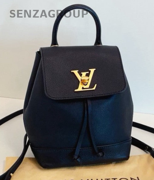 Louis Vuitton Lock Me Mini Backpack Black Gold Used Women Classic Designer