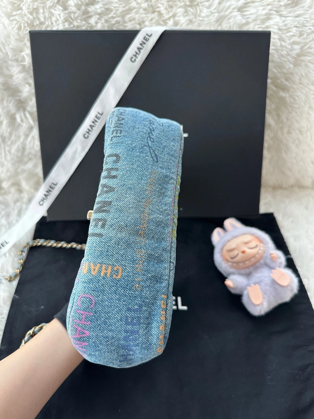 CHANEL CF Mini Graffiti Denim Crossbody Bag For Women