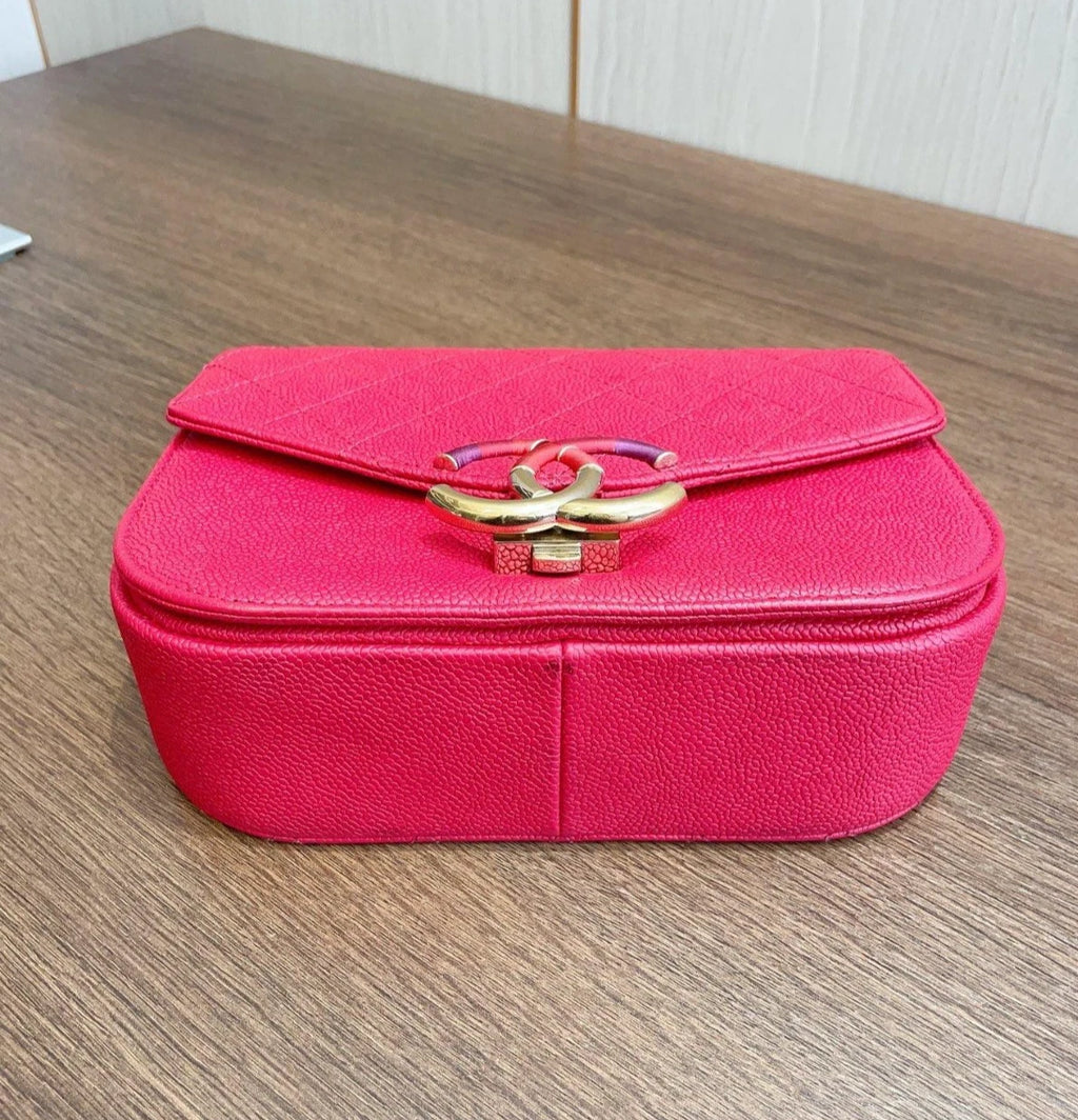 Chanel Coco Curve Cuba Calfskin Top Handle Bag Shoulder Bag Crossbody Red