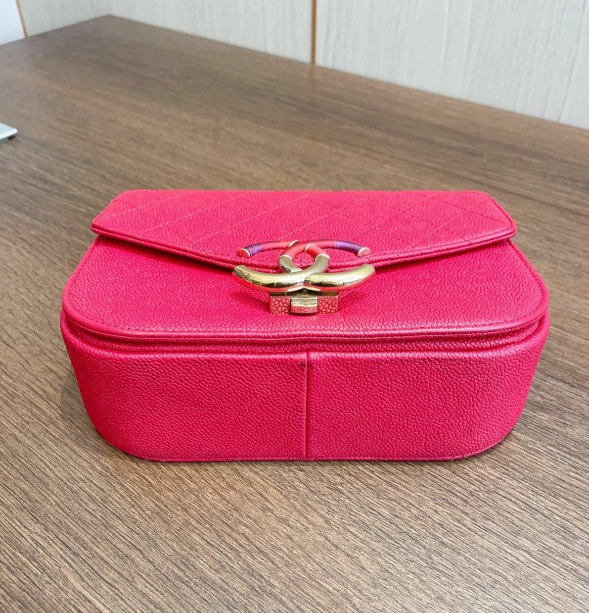 Chanel Coco Curve Cuba Calfskin Top Handle Bag Shoulder Bag Crossbody Red