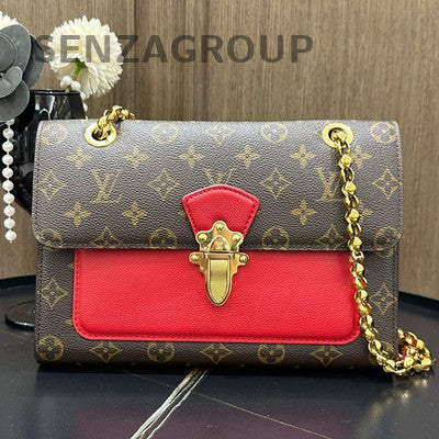 Louis Vuitton Victoria Monogram Red Chain Crossbody Bag Women
