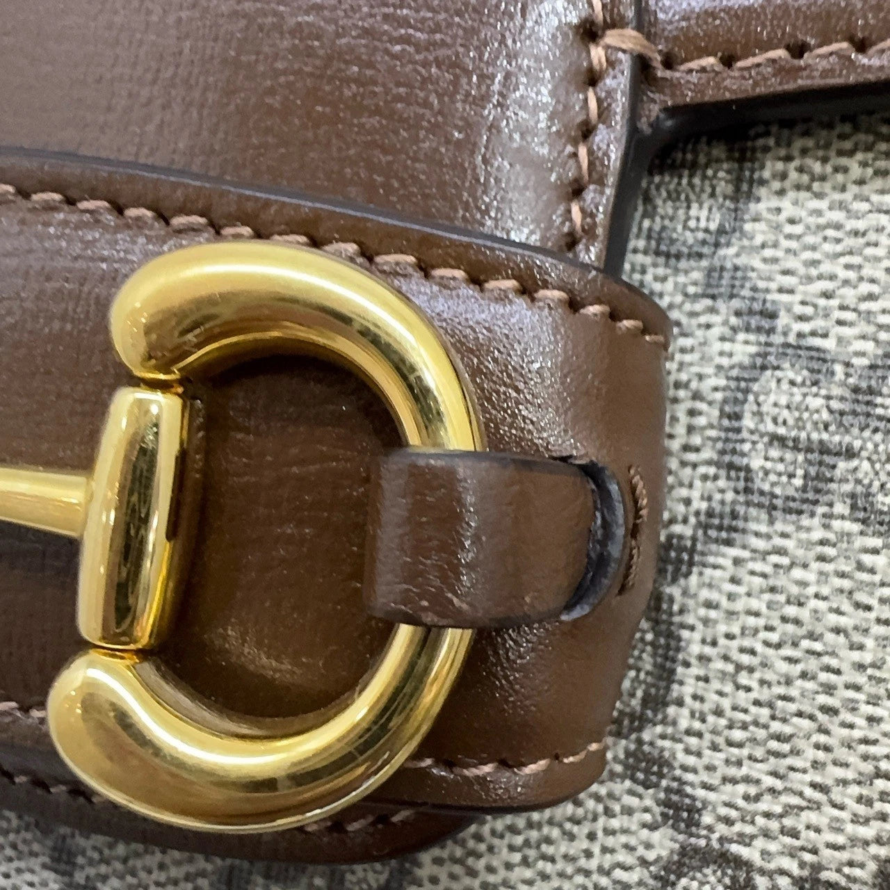 Gucci Saddle Canvas Leather Shoulder Bag Crossbody Excellent