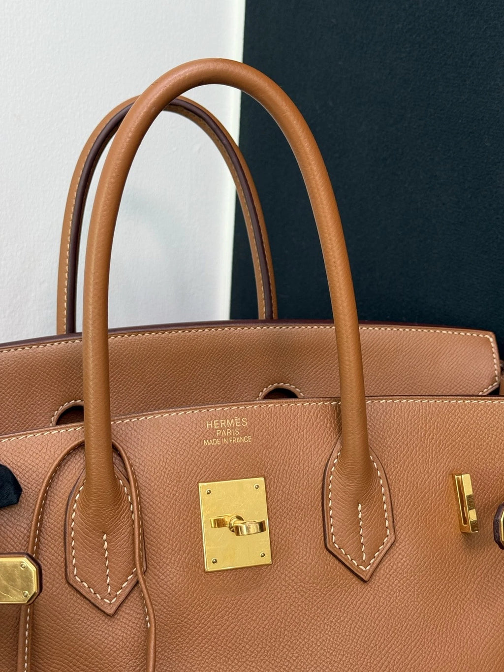 Hermes Birkin35 Epsom Leather Brown Gold Top Handle Bag Women Classic Fashion