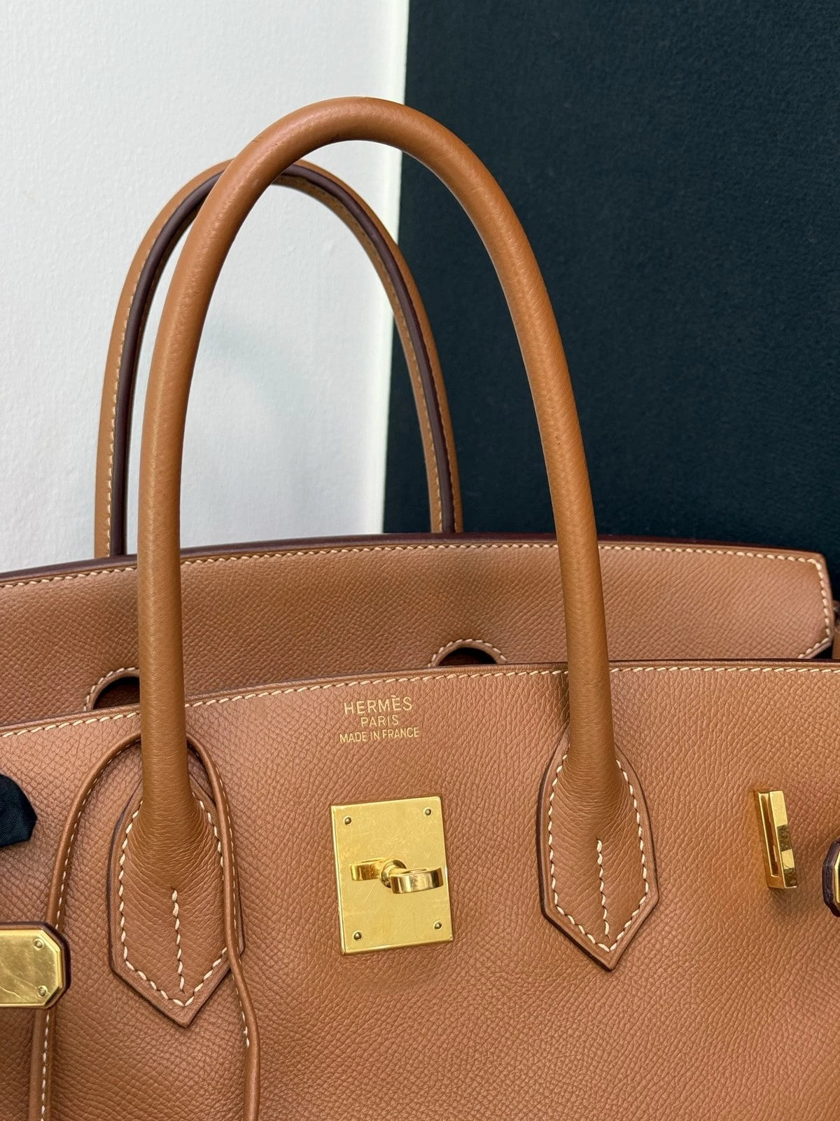 Hermes Birkin35 Epsom Leather Brown Gold Top Handle Bag Women Classic Fashion